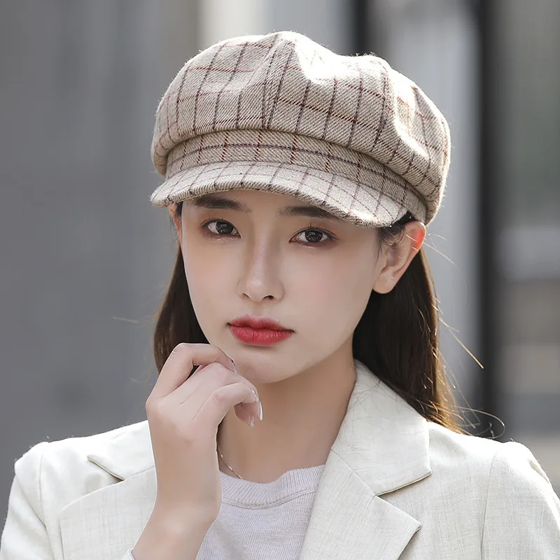 Autumn Winter Newsboy Caps Men Women Warm Woolen Solid Octagonal Hat For Male Detective Hats Retro Beanies Flat Caps chapeau