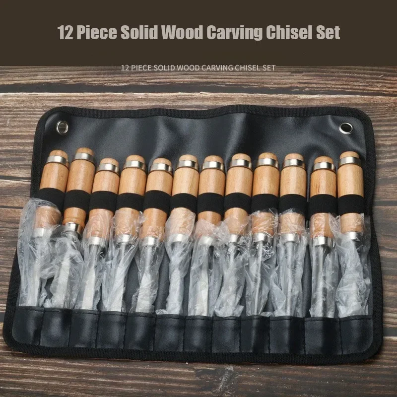 Professional Wood Carving Chisel Set - 12 Piece Sharp Woodworking Tools w/Carrying Case - Great for Beginners&Skilled, Curved