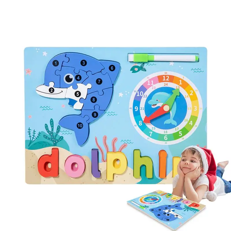 Montessori Animal Puzzles Elephant Puzzles For Kids Montessori Word Spelling Puzzle For Kids STEM Educational Clock Learning Toy