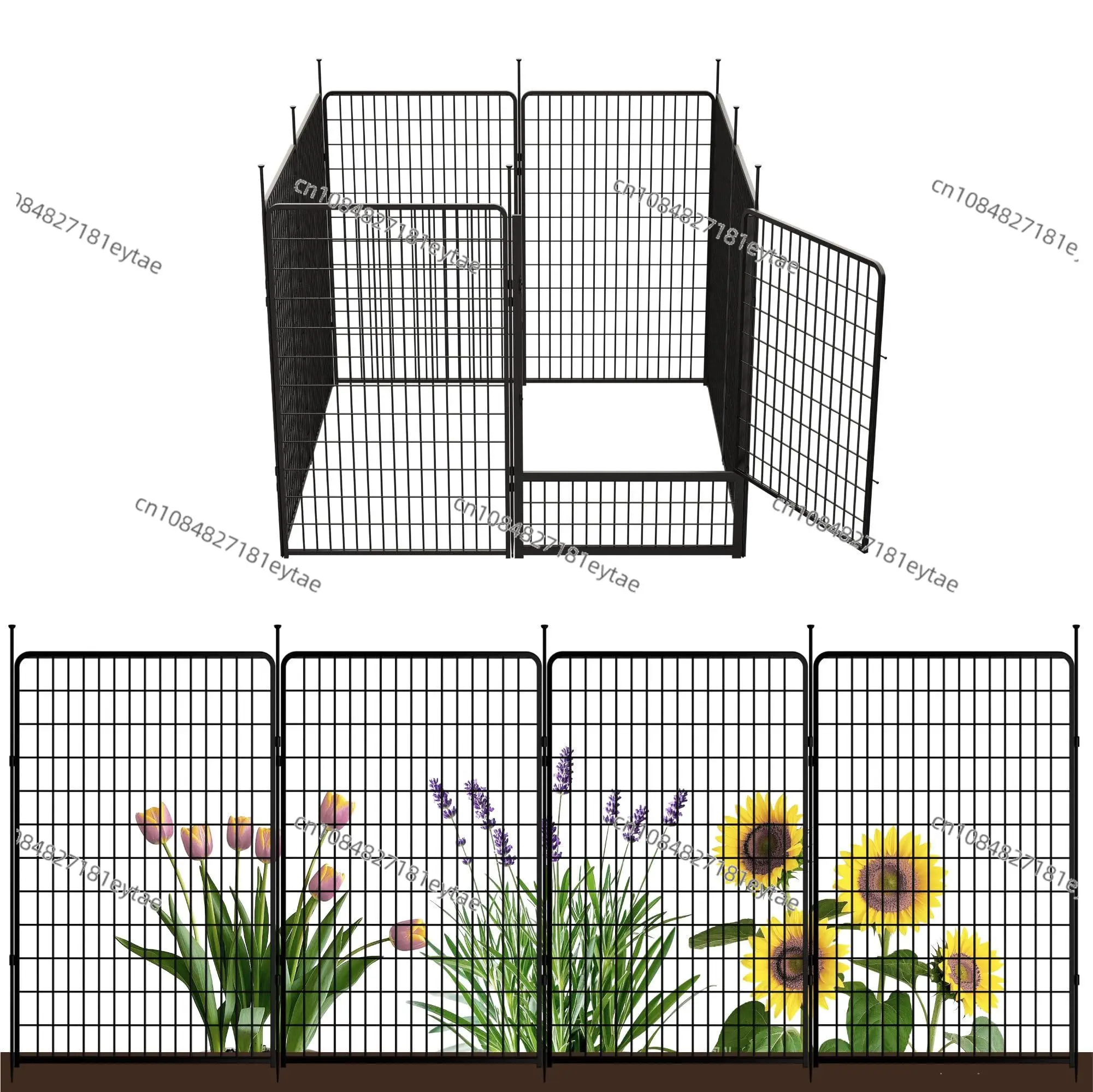 Decorative Garden Fence With Gate Outdoor For The Yard Heavy Duty Metal Animal Barrier For Dog And Rabbit Easy Setup