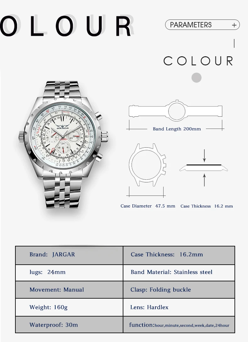 JARAGAR 212 Neue Herren Automatik-Mechanische Uhr Mode Business Luxus Kalender Woche Herren Premium-Uhr Geschenk Reloj Hombre – Detail 3