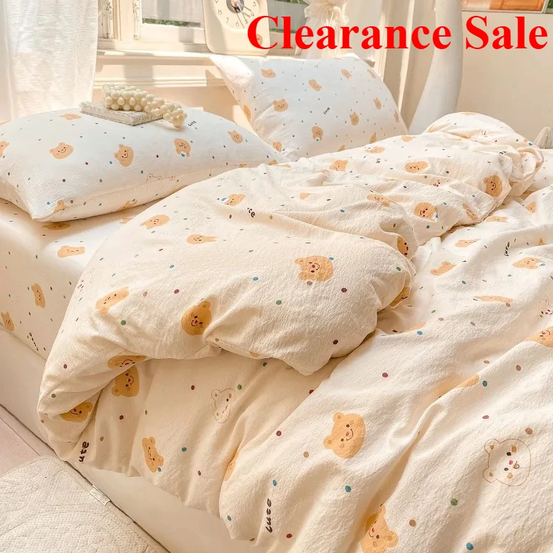 New wrinkled double-layer yarn four-piece set, mattress model, cream wind class A cloud feeling super soft kapok kit