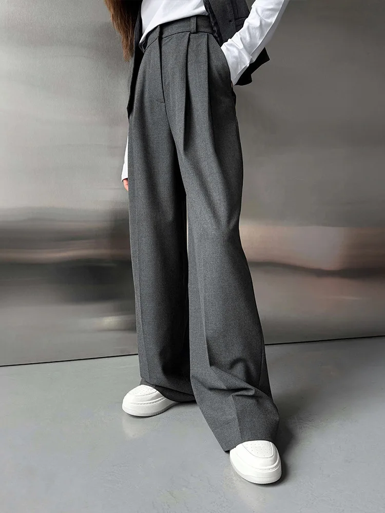 

Women's Wide Leg Long Pants Loose Suit Pants Straight Cut Versatile Trousers Autumn Collection from China