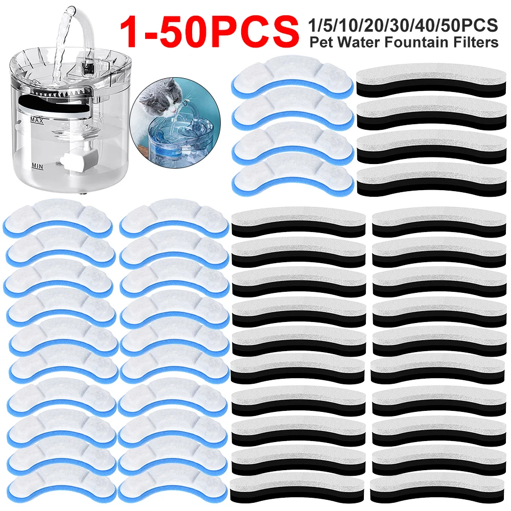 5-50PCS Cat Water Fountain Replacement Filter for WF060 Elements Pet Drinking Bowl Activated Carbon Auto Drinking Filter for Cat