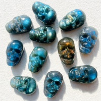 1pc Labradorite Skull Natural Halloween Carving Flash Crystal Home Decoration Crystal Heal Reiki Energy Meditation Pocket Stones