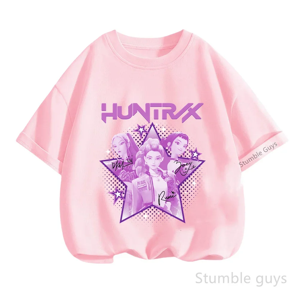 Letnia koszulka Kpop Demon Hunters dla dzieci z krótkim rękawem, codzienna, modna, chłopięca i dziewczęca, ubrania anime.