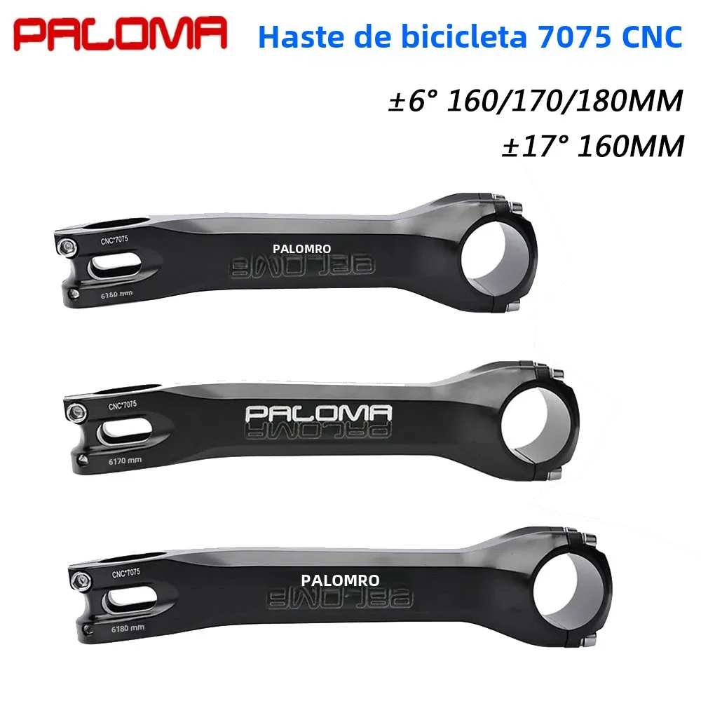 Paloma mtb haste de bicicleta cnc 7075 alumínio ± 6/17 graus 160/170/180mm longo guiador haste para estrada montanha cascalho bicicleta