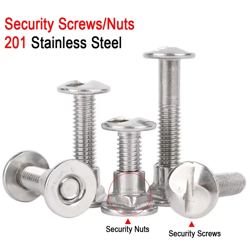 M6 Clutch Head One Way Tamper Proof Security Screws/Security Nuts 201 Stainless Steel Anti-theft Screw/Nut for Guardrails