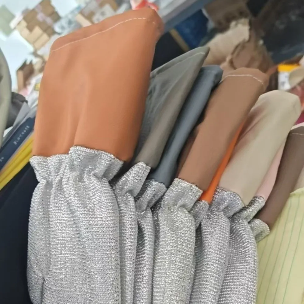 

2 Pairs Extended Silver Wire Gloves Thickened Stain Removal Cleaning Gloves Oil Removal Waterproof Kitchen Gloves