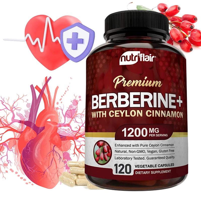 Premium Berberine HCl 1200mg- Ceylon Cinnamon Supplement - Supports Glucose Metabolism, Immune System, Healthy Weight Management