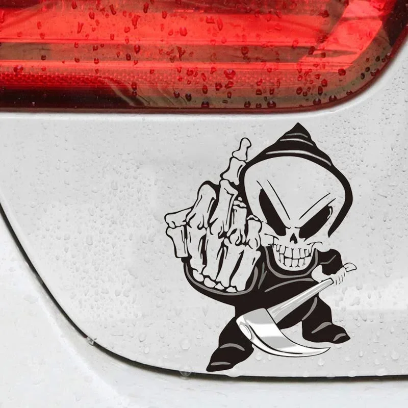 Waterproof Car Stickers Styling Skull Finger Auto Vinyl Decorating Decals Bumper Window Decor  6cm*8cm