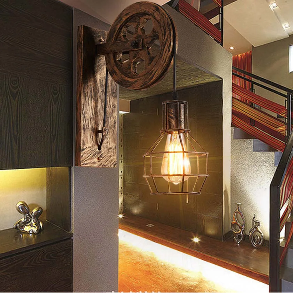 

Color Retro Wall Lamp Loft Retro Lanterns Cage Pendant Light For Bar Hotel Cafe Decor Loft Vintage Lighting Fixture