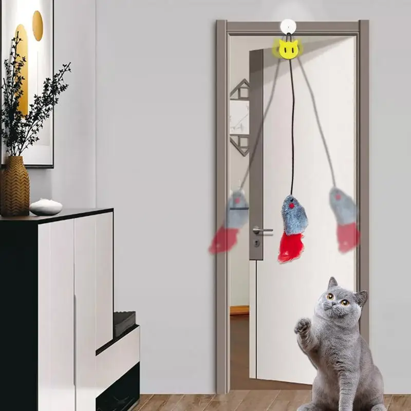 Cat String Toys For Indoor Cats Retractable Cat Teaser Toy Hangable Interactive Kittens Teaser Feather Toys For Indoor Kitttens