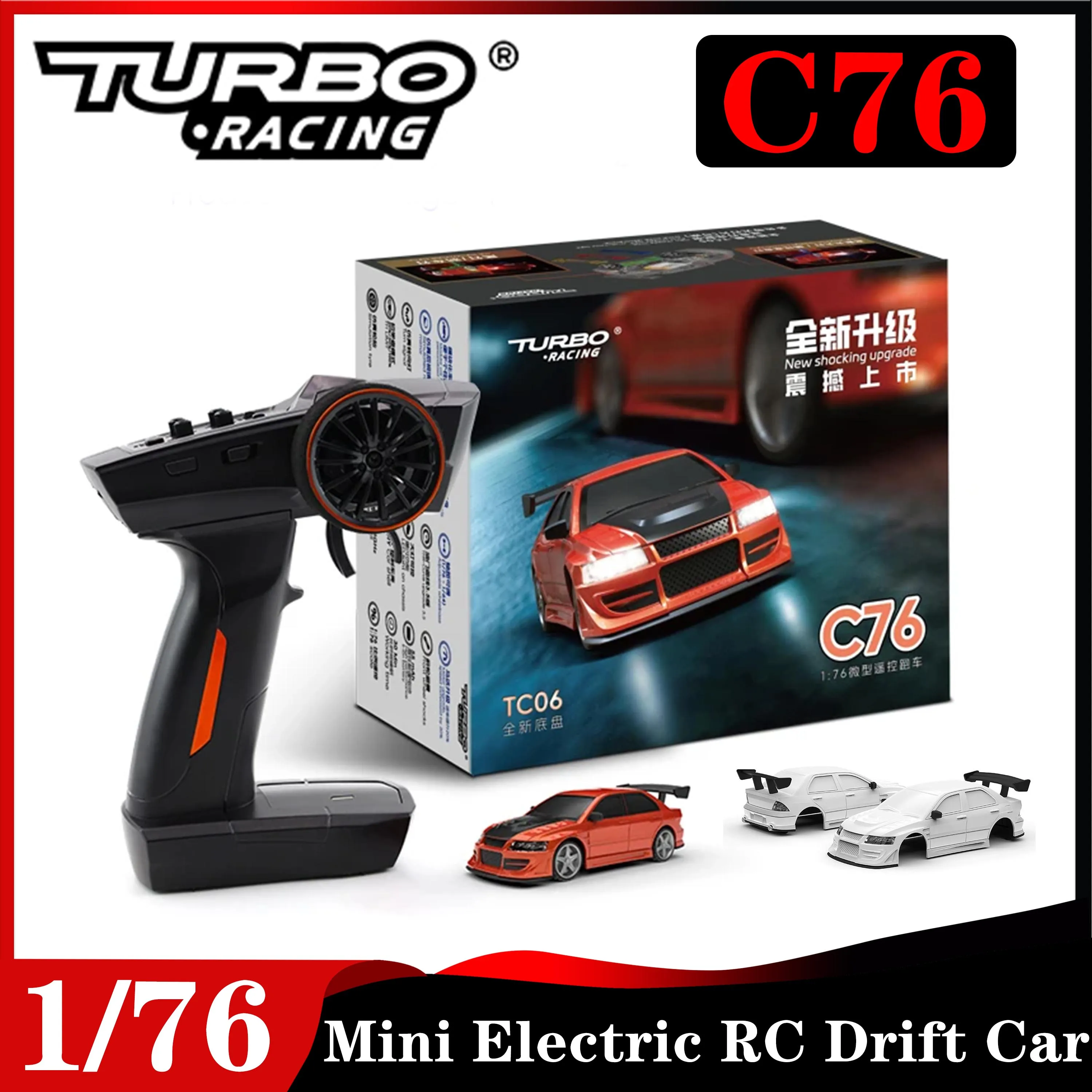 

Turbo Racing 1/76 C76 Mini Electric RC Drift Car Full Proportional Desktop Remote Control Racing for Boy Adult Children's Gifts