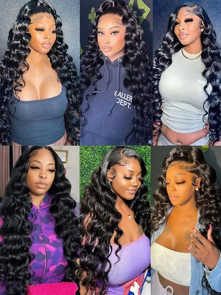 250% Density Loose Deep Wave 13x4 13x6 HD Transparent Lace Frontal Wig 5x5 Gluess Wig   Deep Wave Frontal Human Hair Wig