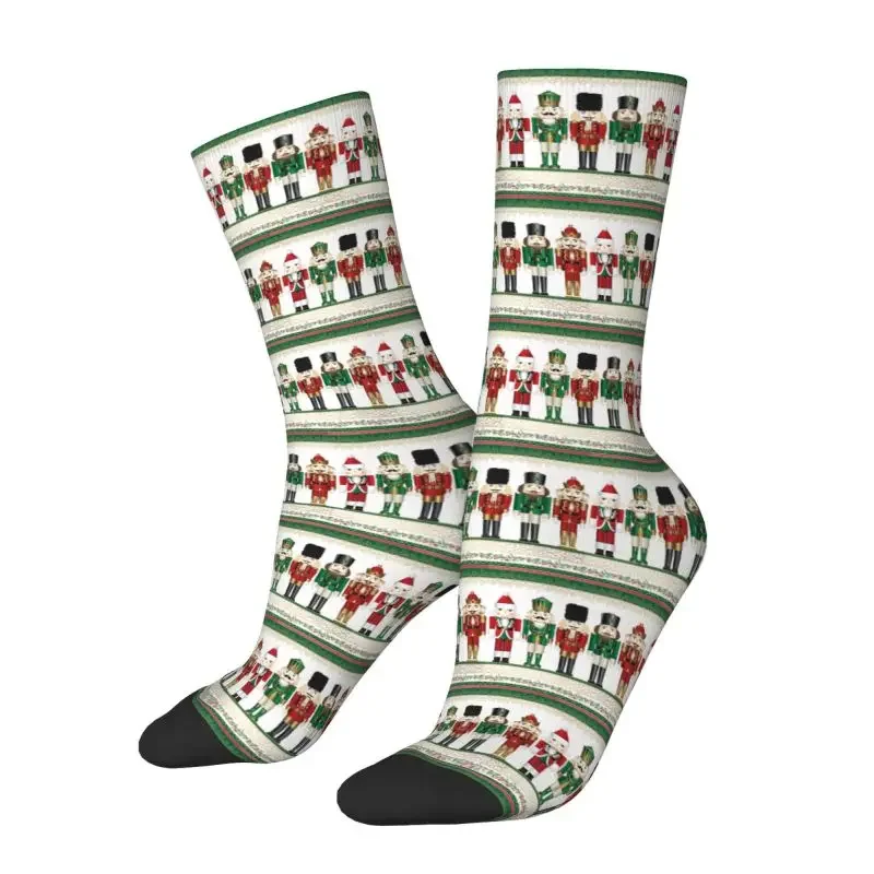 Merry Christmas Nutcrackers Men's Crazy Crew Socks Unisex Fashion 3D Print Nutcracker Soldier Doll Gift Dress Socks