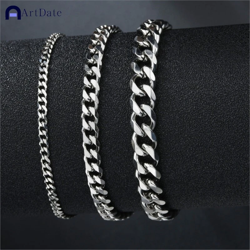 316L Stainless Steel Cuban Chain Bracelet for Men Women Figaro Vintage Metal Viking Kpop Pulseras Emo Cute Luxury Jewelry Gift