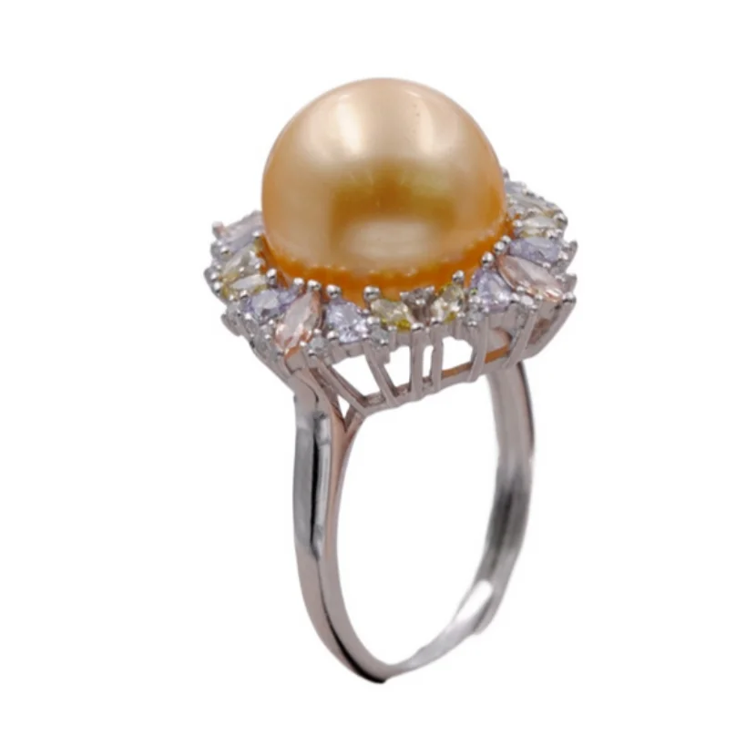 

Charming 12-13mm Genuine Natural South Sea Gold Round Pearl Ring & Size 5-10