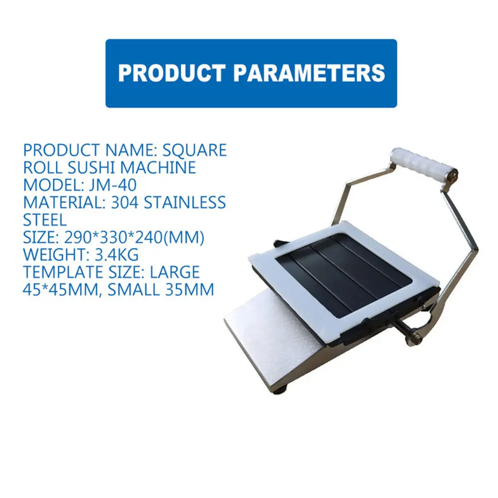 

Commercial Seaweed Sushi Machine Manual Square Roll Sushi Making Machine California Roll Stainless Steel Sushi Rice Roller