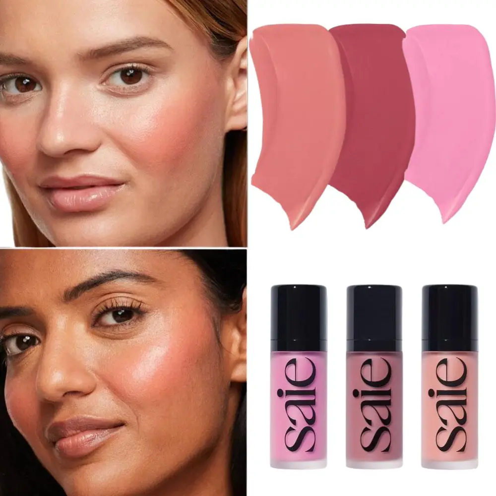 Resaltador Starglow Saie, rubor rosado, contorno, brillo, líquido resaltador no pegajoso, maquillaje estereoscópico rosa Natural
