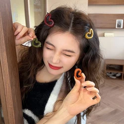 2pcs Korean Heart Hair Clips Sweet Love Women Girls Hairpin Barrettes Small Bangs Buckle Hairclip Headdress Hair Accessories