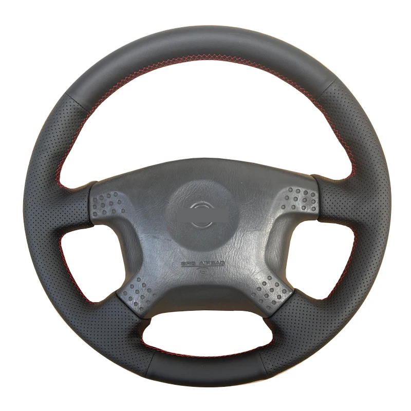 Hand Stitching Auto Car Steering Wheel Cover Wrap For Nissan Patrol Y61 1997 - 2004 Braid On Steering-wheel Holder Accessories
