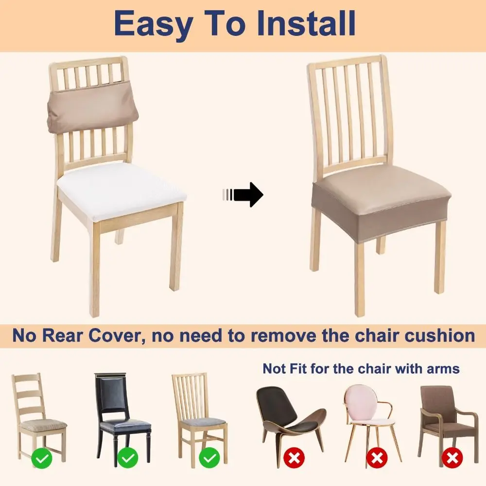 Durable PU Dining Chair Covers Stain Resistant Waterproof Seat Covers Transparent Oil-proof Clear Seat Protector Pet Household