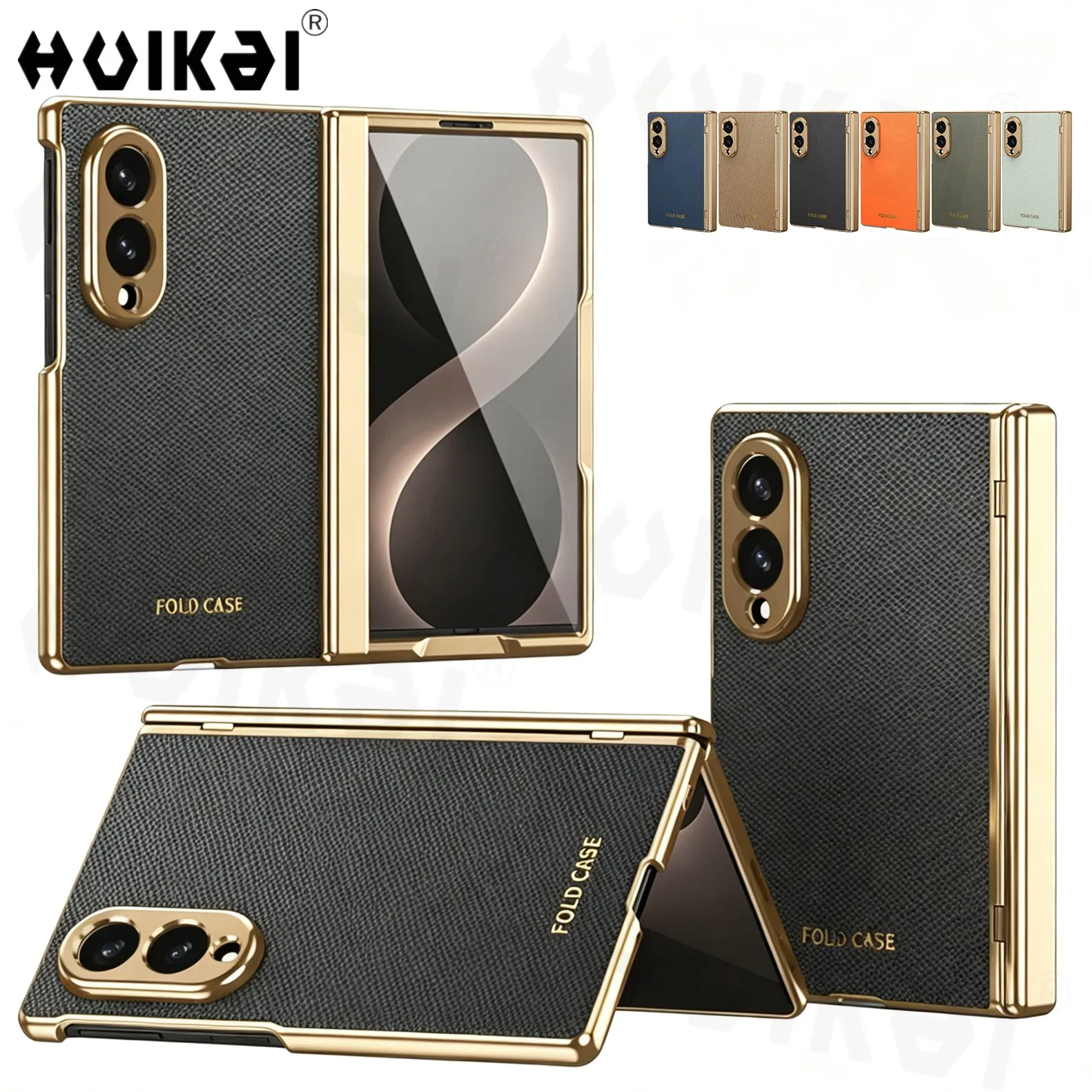 Case For Samsung Galaxy Z Fold 8 Z Fold 7 Luxuxy PU Leather Fold Plating Shockproof Built-in Hinge HD Screen Protector Cover