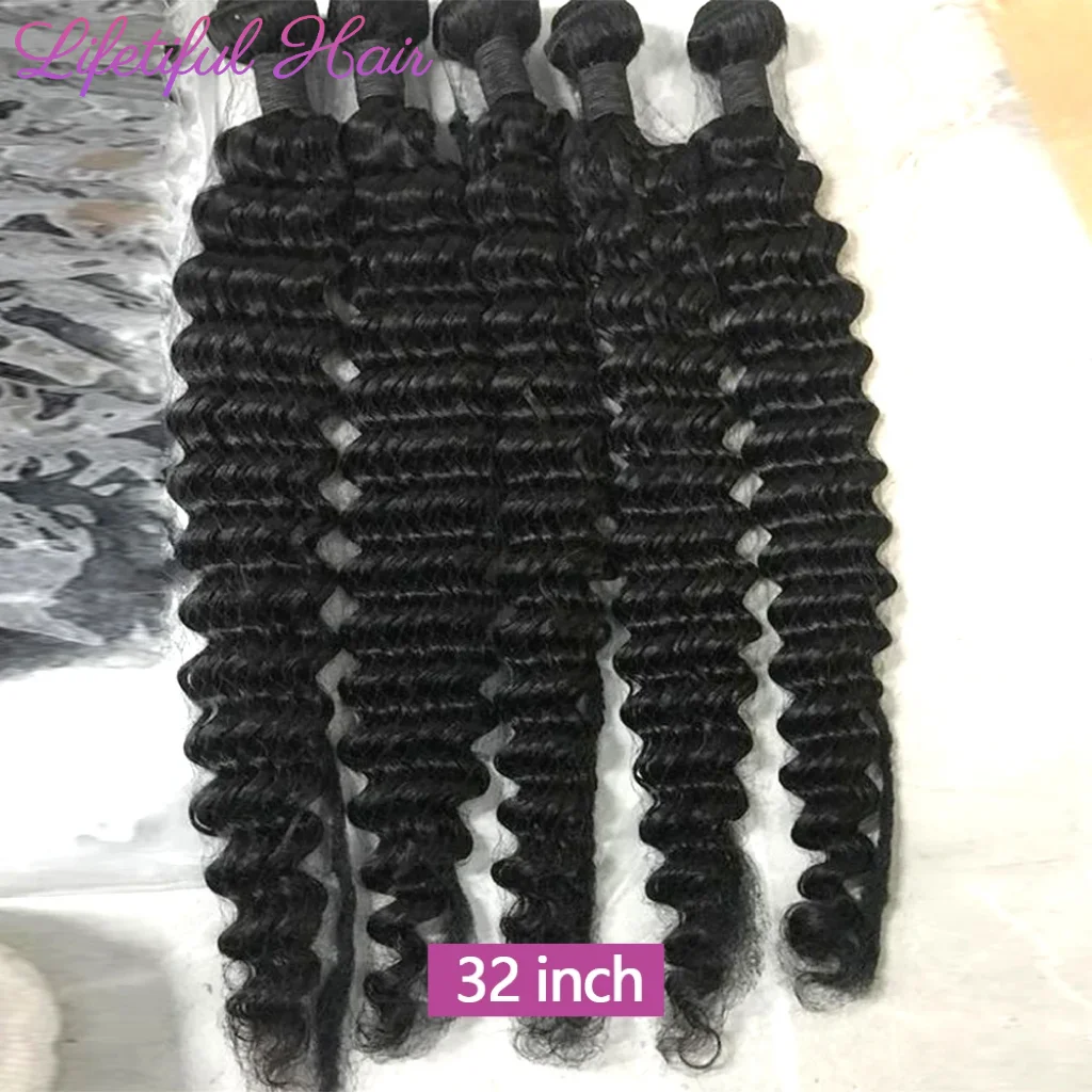 28 30 32 inch diepe golfbundels Echt haar Krullend bundels 100% human hair extensions Braziliaans menselijk haarbundels Ruw menselijk haar