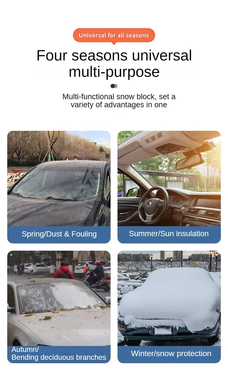 Sonnenschutzabdeckung für Auto-Windschutzscheibe, Schnee- und Sonnenschutz, Wasserdichter Magnetischer Schutz für die Frontscheibe – Detail 4