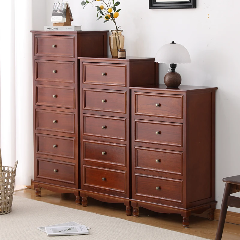 

Solid Wood Storage Five Buckets Living Room Bedroom Bedside Cabinet Narrow Drawer High Chest Cabinet Mesa Para Balcon Pequeño