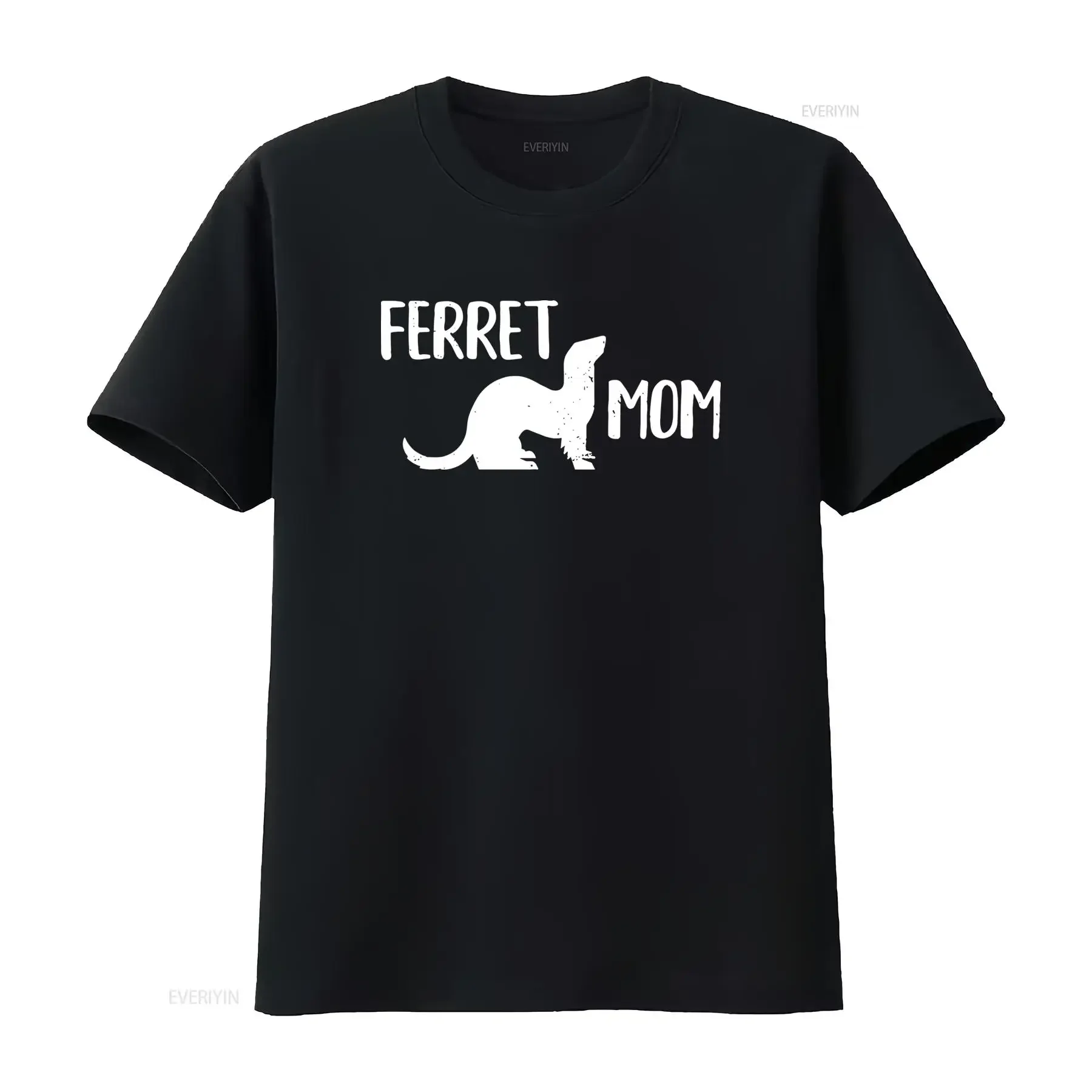 Casual Ferret Mom Pet Lover Silhouette Print T Shirt vintage Washed Versatile Top For Everyday Wear Soft Unisex Stretched