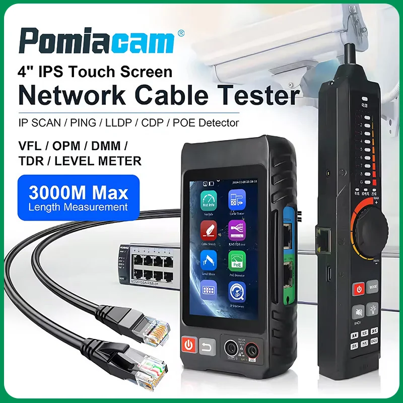 

LT-600 Тестер сетевого кабеля Поиск линии RJ45 Тестер LAN PoE с IP-сканированием TDR Измерение длины кабеля Обслуживание сетевого кабеля