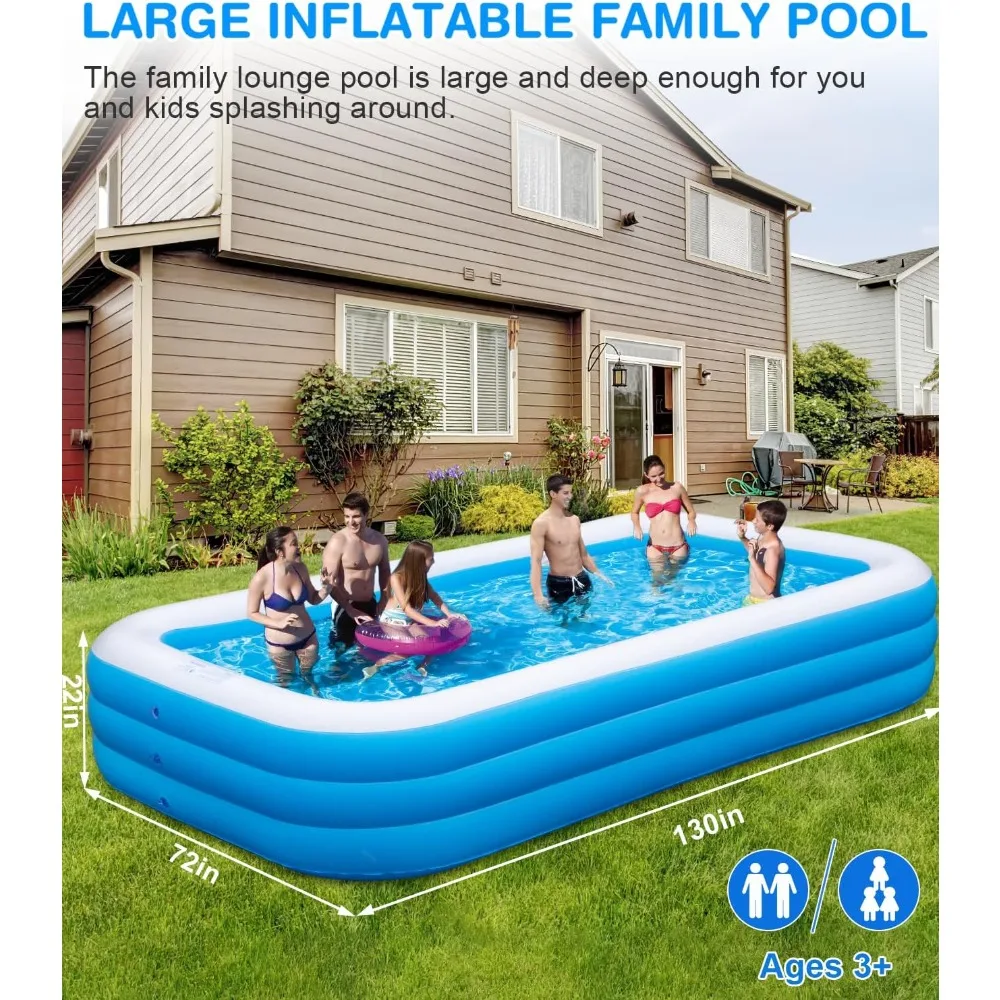 Large Inflatable Pool with Pump,130