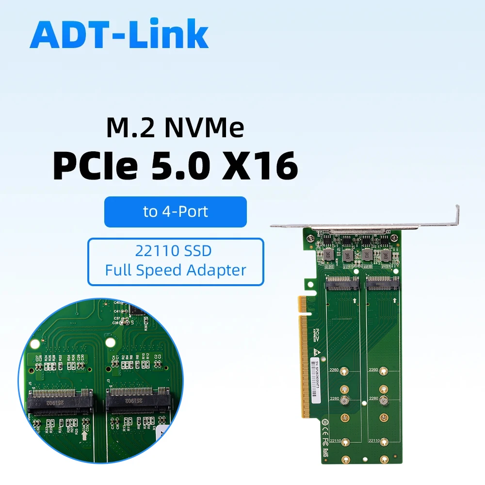 adt-link-pcie-50-x16-to-4-port-m2-nvme-ssd-adapter-card-pcie-bifurcation-required-support-gen5-4-3-4x-ssd-22110-2280-2260-2242