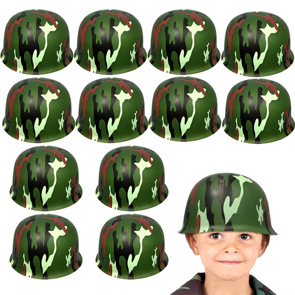 10/20pcs Plastic Blue Yellow Red Orange Camouflage Hat Police Construction Worker Soldier Firefighter Hat Kids Party Decor