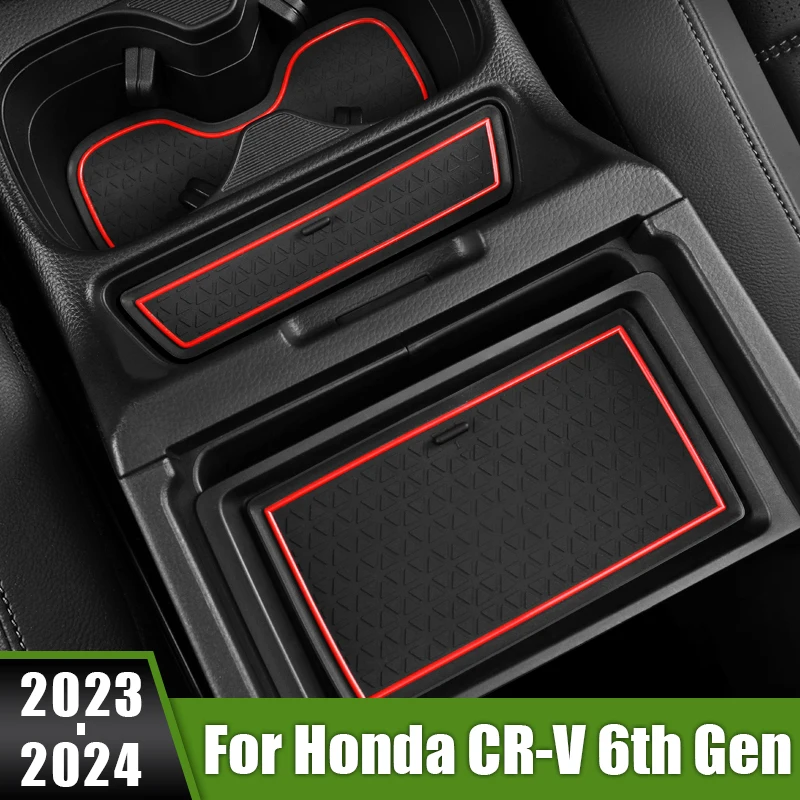 

For Honda CR-V CRV CR V 6th Gen 2023 2024 Silicone Car Non-Slip Door Groove Mats Gate Slot Cup Pad Mat Armrest Storage Pad