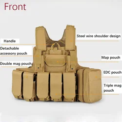 CIRAS chaleco táctico MOLLE con bolsa triple para revistas airsoft