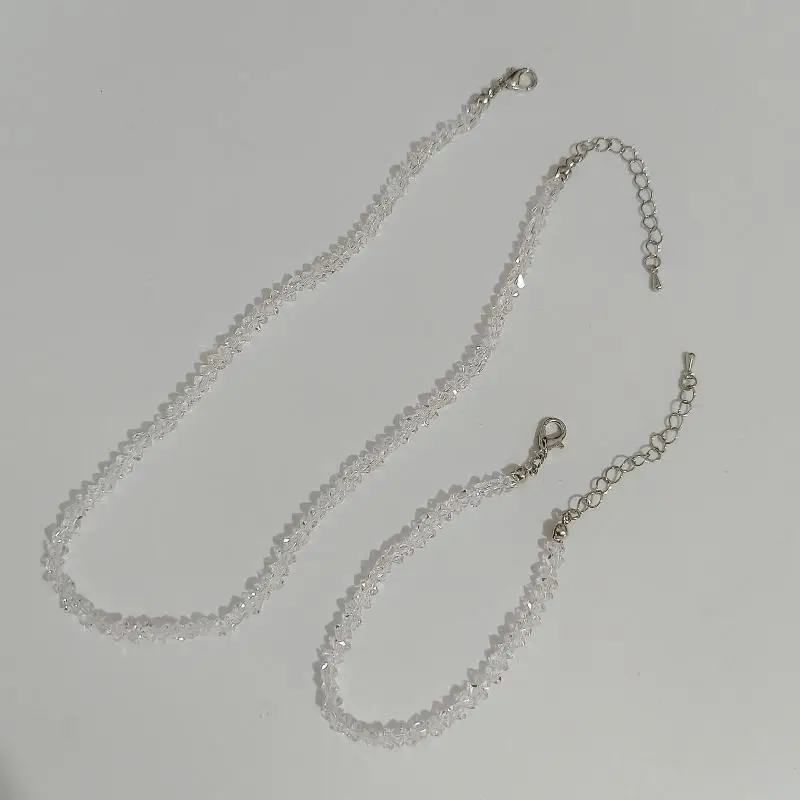 Transparent Crystal Irregular Beaded Choker Necklace for Women Korean Collarbone Clavicle Chain on the Neck Collar Jewelry
