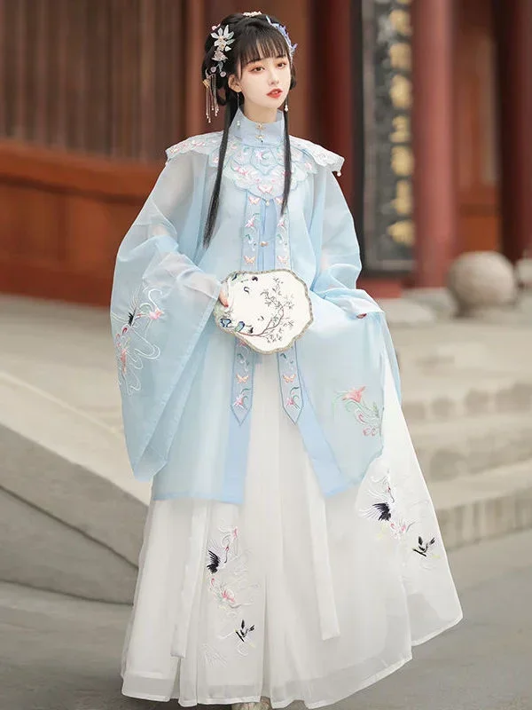 Hanfu أنثى النمط الصيني التقليدي Hanfu مينغ سلالة سحابة الكتف الوقوف طوق فستان زي القديمة الجنية بدلة أنيقة