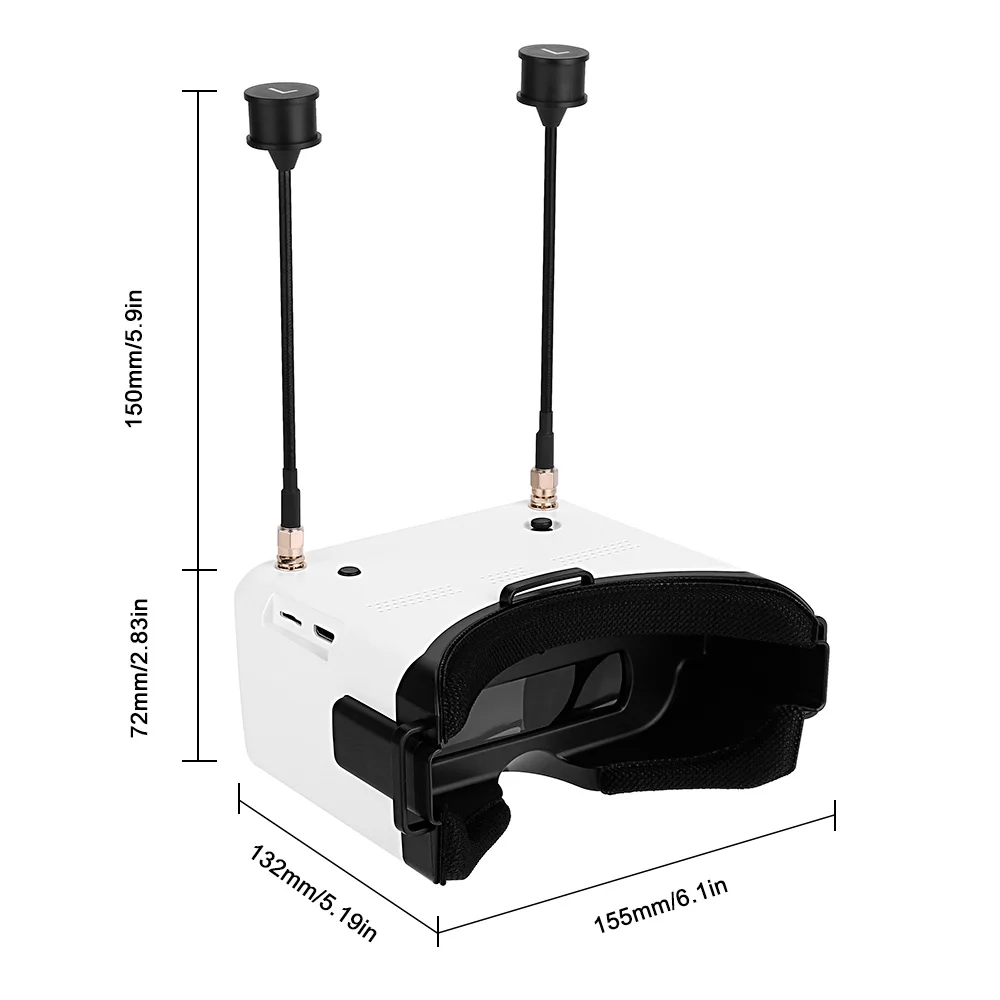 New Hawkeye 5.8G FPV Goggles 5CH 5.8GHz Band 10KM Transmission 155°Lens for FPV Racing Drone