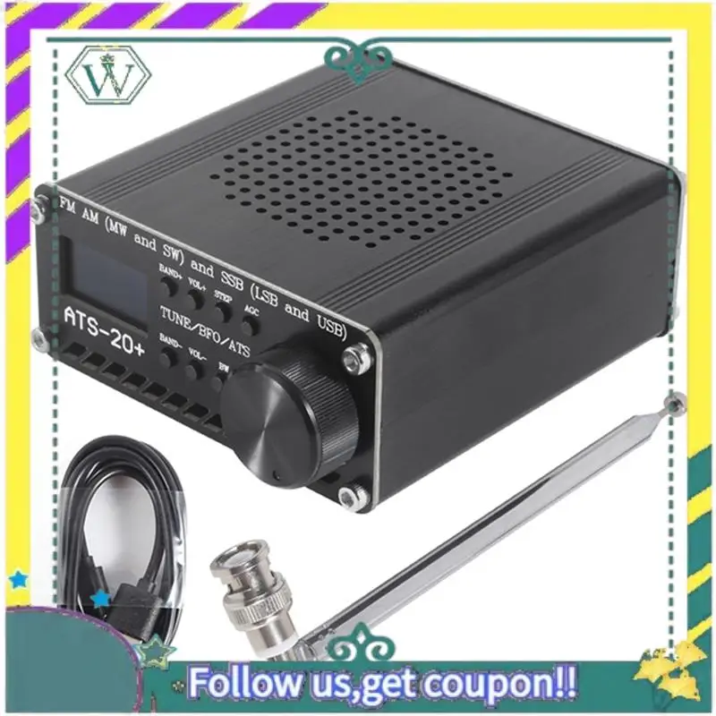 NEW Si4732 ATS-20+ ATS20 Portable Shortwave Radio Receiver DSP SDR Receiver FM AM (MW SW) And SSB (LSB USB) With Antenna