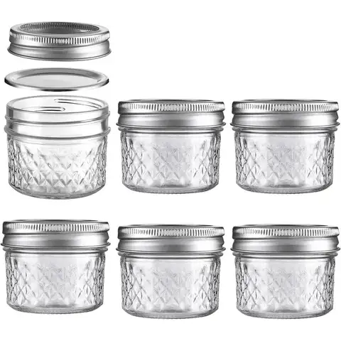 6-Pack 3.4oz Glass Mason Jars with Airtight Lids - Ideal for Canning Jam, Jelly, Spices, Yogurt, Oats, Desserts, and Food Preser