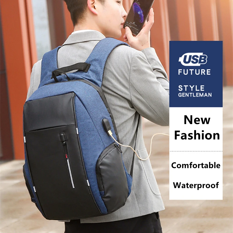 Neue 4 Farben Rucksack Männer USB-Aufladung wasserdicht 15,6 Zoll Laptop lässig Oxford männlich Business-Tasche Computer Notebook Rucksäcke