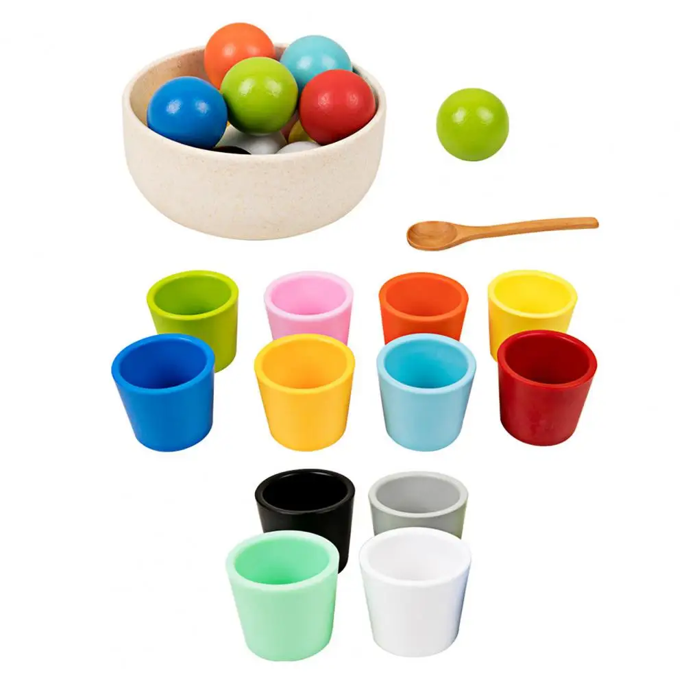Regenbogen-Mann-Sortierspielzeug, pädagogisches Farbsortierspielzeug-Set für Kleinkinder, Holztasse, passendes Spiel mit 12 Farben für Jungen