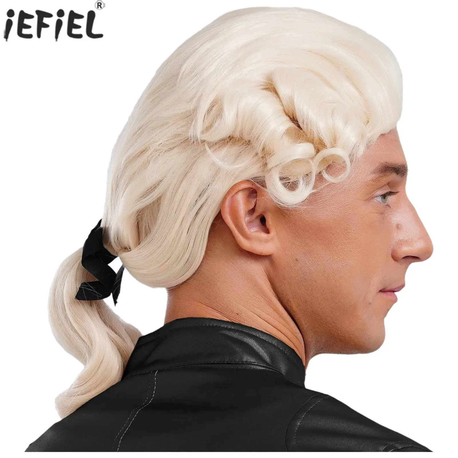 Halloween Beige Lawyer Judge Wig Pianist Music Performance Baroque Styled Hair Colonial Historical Costume Wig Cosplay Props