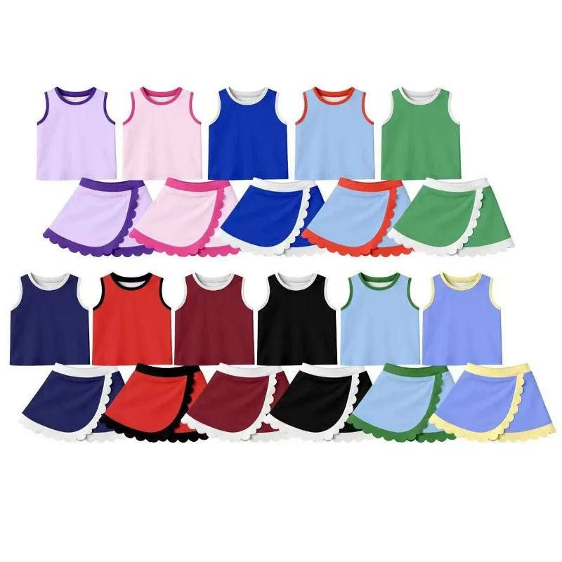 

2026 Girls Yoga Sports Outdoor Breathable Set Girls Sleeveless Spring and Summer Vest Clothes Short Skirt Two-piece Set 12m-14t