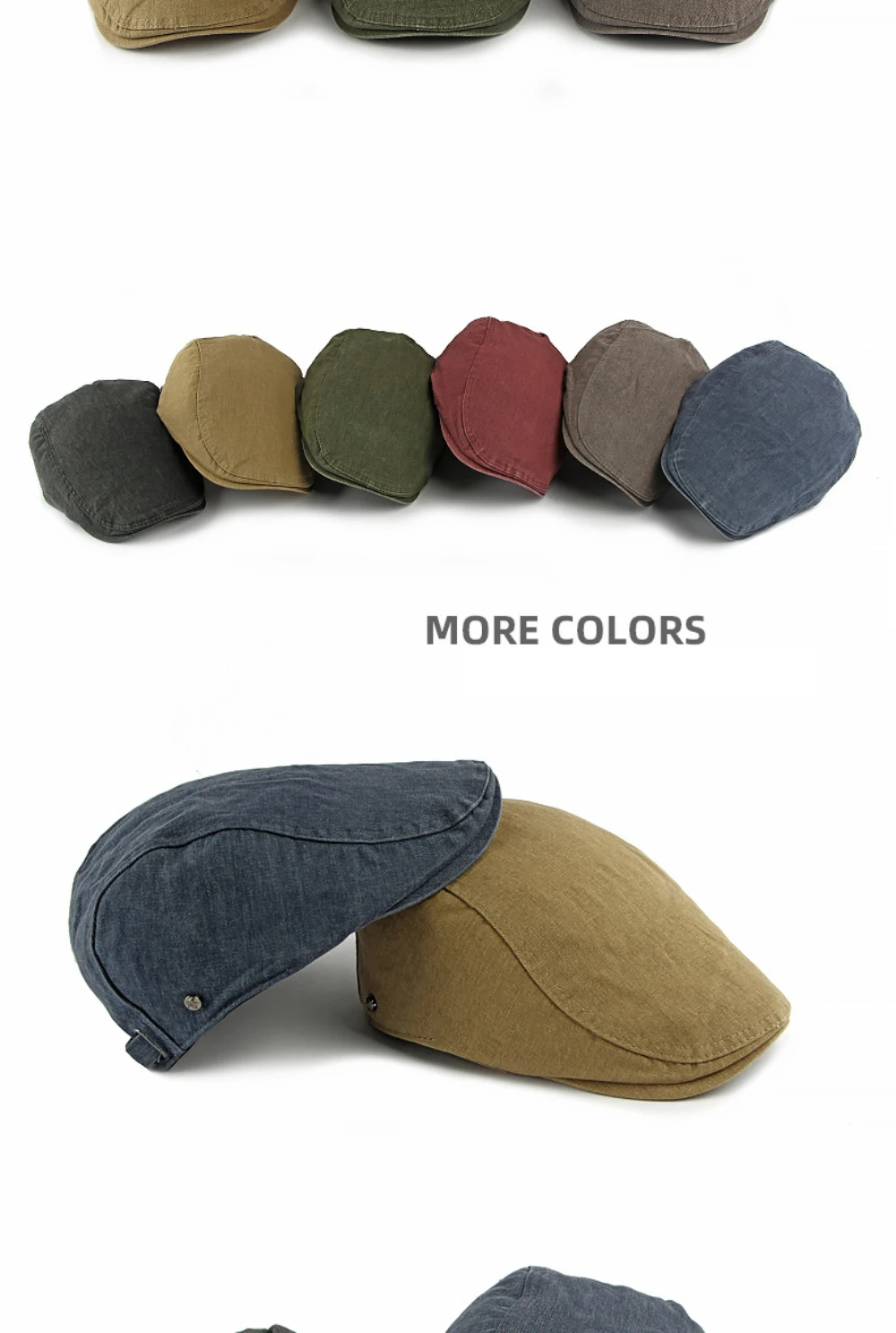 HT5097 Herren- und Damen-Baskenmützen Retro 100% Gewaschene Baumwolle Baskenmütze Unisex Ivy Flat Cap Einfarbig Schlicht Frühling Sommer Herbst Baskenmütze – Detail 3