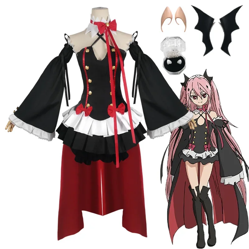 Seraph of The End Owari NO Seraph krul tepes ชุดเครื่องแบบชุดคอสเพลย์ผู้หญิงคอสเพลย์อนิเมะแม่มดเครื่องแต่งกายวันฮาโลวีนสำหรับผู้หญิง