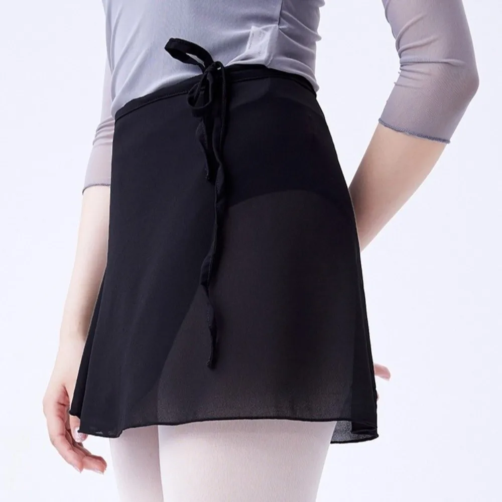 New Chiffon Ballet Skirt Wrap Skirt Solid Color Dance Skirt Short Tie Up Tutu Dance Skirt Gymnastics Training